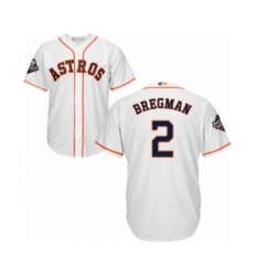 Youth Houston Astros #2 Alex Bregman Authentic White Home Cool Base 2019 World Series Bound Baseball Jersey