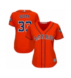 Women's Houston Astros #33 Mike Scott Authentic Orange Alternate Cool Base 2019 World Series Bound Baseball Jersey