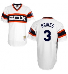 Men's Mitchell and Ness Chicago White Sox #3 Harold Baines Authentic White Throwback MLB Jersey