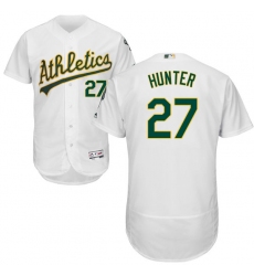 Men's Majestic Oakland Athletics #27 Catfish Hunter White Home Flex Base Authentic Collection MLB Jersey