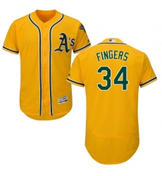 Men's Majestic Oakland Athletics #34 Rollie Fingers Gold Alternate Flex Base Authentic Collection MLB Jersey