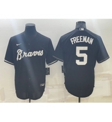 Men's Atlanta Braves #5 Freddie Freeman Black Turn Back The Clock Stitched Cool Base Jersey