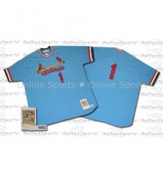Men's Mitchell and Ness 1982 St. Louis Cardinals #1 Ozzie Smith Authentic Blue Throwback MLB Jersey