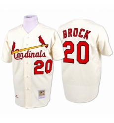 Men's Mitchell and Ness St. Louis Cardinals #20 Lou Brock Replica Cream Throwback MLB Jersey
