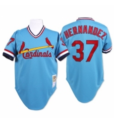 Men's Mitchell and Ness St. Louis Cardinals #37 Keith Hernandez Replica Blue Throwback MLB Jersey