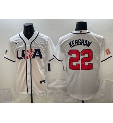 Men's USA Baseball #22 Clayton Kershaw White 2026 World Baseball Classic Home Stadium Stitched Jersey
