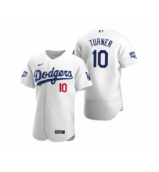 Men's Los Angeles Dodgers #10 Justin Turner White 2020 World Series Champions Authentic Jersey