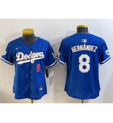 Women's Los Angeles Dodgers #8 Enrique Hernández Royal 2024 Jackie Robinson Limited Stitched Jersey