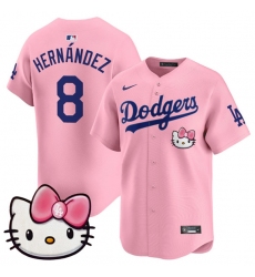 Men's Los Angeles Dodgers #8 Enrique Hernandez Pink 2025 Hello Kitty Vapor Limited Stitched Baseball Jersey