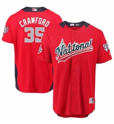 Men's Majestic San Francisco Giants #35 Brandon Crawford Game Red National League 2018 MLB All-Star MLB Jersey
