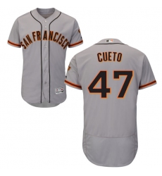 Men's Majestic San Francisco Giants #47 Johnny Cueto Grey Road Flex Base Authentic Collection MLB Jersey