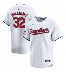 Men's Cleveland Guardians #32 Gavin Williams White Cool Base Stitched Baseball Jersey