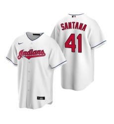 Men's Nike Cleveland Indians #41 Carlos Santana White Home Stitched Baseball Jersey