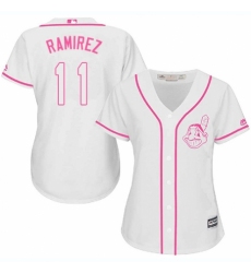 Women's Majestic Cleveland Indians #11 Jose Ramirez Replica White Fashion Cool Base MLB Jersey
