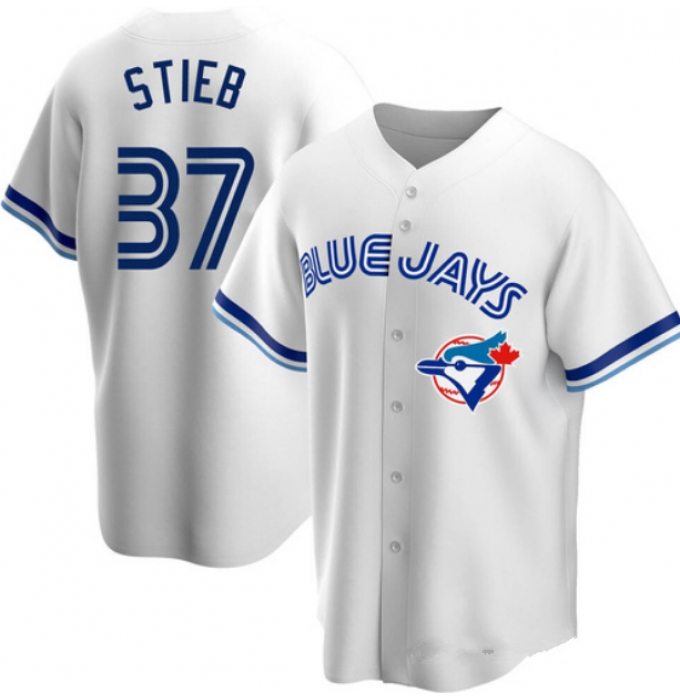 Men's Jordan Romano Blue Jays #37 Dave Stieb White Cooperstown Collection Jersey