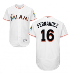 Men's Majestic Miami Marlins #16 Jose Fernandez White Home Flex Base Authentic Collection MLB Jersey