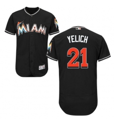 Men's Majestic Miami Marlins #21 Christian Yelich Black Alternate Flex Base Authentic Collection MLB Jersey