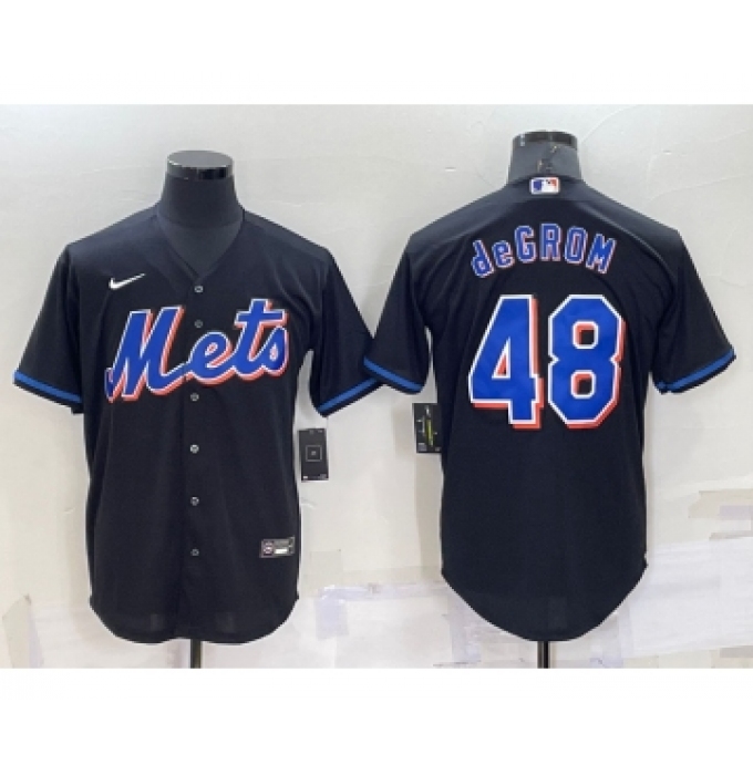 Men's New York Mets #48 Jacob deGrom Black Stitched MLB Cool Base Nike Jersey