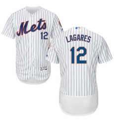 Men's Majestic New York Mets #12 Juan Lagares White Home Flex Base Authentic Collection MLB Jersey