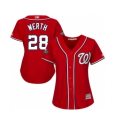 Women's Washington Nationals #28 Jayson Werth Authentic Red Alternate 1 Cool Base 2019 World Series Bound Baseball Jersey