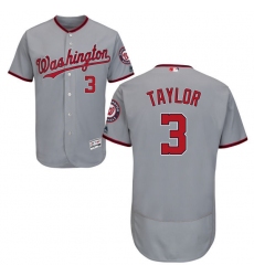 Men's Majestic Washington Nationals #3 Michael Taylor Grey Road Flex Base Authentic Collection MLB Jersey