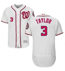 Men's Majestic Washington Nationals #3 Michael Taylor White Home Flex Base Authentic Collection MLB Jersey