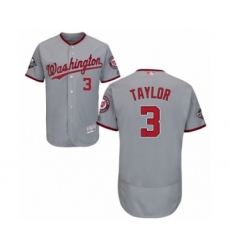 Men's Washington Nationals #3 Michael Taylor Grey Road Flex Base Authentic Collection 2019 World Series Bound Baseball Jersey