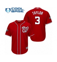 Youth Washington Nationals #3 Michael Taylor Authentic Red Alternate 1 Cool Base 2019 World Series Bound Baseball Jersey