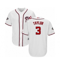 Youth Washington Nationals #3 Michael Taylor Authentic White Home Cool Base 2019 World Series Bound Baseball Jersey