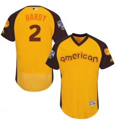 Men's Majestic Baltimore Orioles #2 J.J. Hardy Yellow 2016 All-Star American League BP Authentic Collection Flex Base MLB Jersey