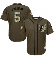 Men's Majestic Baltimore Orioles #5 Brooks Robinson Replica Green Salute to Service MLB Jersey