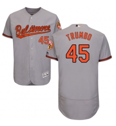 Men's Majestic Baltimore Orioles #45 Mark Trumbo Grey Road Flex Base Authentic Collection MLB Jersey