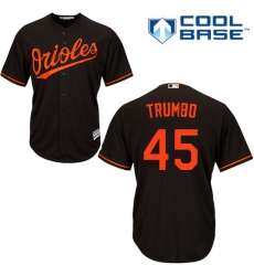 Youth Majestic Baltimore Orioles #45 Mark Trumbo Authentic Black Alternate Cool Base MLB Jersey