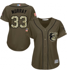 Women's Majestic Baltimore Orioles #33 Eddie Murray Authentic Green Salute to Service MLB Jersey