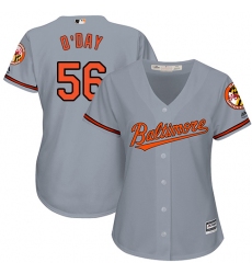 Women's Majestic Baltimore Orioles #56 Darren O'Day Authentic Grey Road Cool Base MLB Jersey