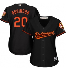 Women's Majestic Baltimore Orioles #20 Frank Robinson Authentic Black Alternate Cool Base MLB Jersey