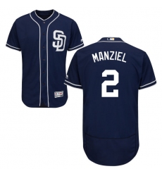 Men's Majestic San Diego Padres #2 Johnny Manziel Navy Blue Alternate Flex Base Authentic Collection MLB Jersey