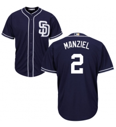 Youth Majestic San Diego Padres #2 Johnny Manziel Replica Navy Blue Alternate 1 Cool Base MLB Jersey