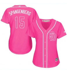 Women's Majestic San Diego Padres #15 Cory Spangenberg Authentic Pink Fashion Cool Base MLB Jersey