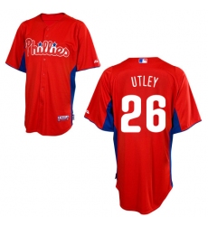 Men's Majestic Philadelphia Phillies #26 Chase Utley Authentic Red 2011 Cool Base BP MLB Jersey