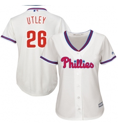 Women's Majestic Philadelphia Phillies #26 Chase Utley Authentic Cream Alternate Cool Base MLB Jersey