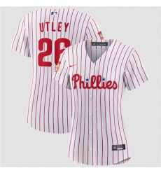 Women's Philadelphia Phillies #26 Chase Utley White 2026 Cool Base Stitched Jersey(Run Small)