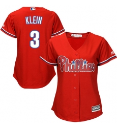 Women's Majestic Philadelphia Phillies #3 Chuck Klein Authentic Red Alternate Cool Base MLB Jersey