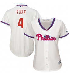 Women's Majestic Philadelphia Phillies #4 Jimmy Foxx Authentic Cream Alternate Cool Base MLB Jersey