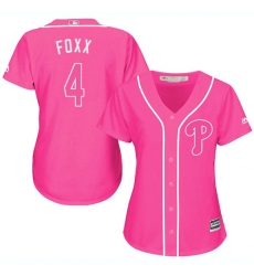 Women's Majestic Philadelphia Phillies #4 Jimmy Foxx Authentic Pink Fashion Cool Base MLB Jersey