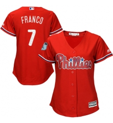 Women's Majestic Philadelphia Phillies #7 Maikel Franco Authentic Scarlet 2017 Spring Training Cool Base MLB Jersey