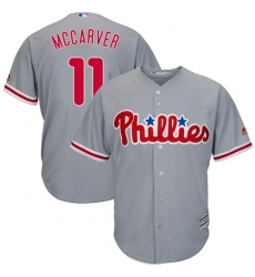 Youth Majestic Philadelphia Phillies #11 Tim McCarver Authentic Grey Road Cool Base MLB Jersey