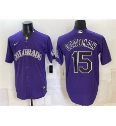 Men's Colorado Rockies #15 Hunter Goodman Purple Stitched Baseball Jersey