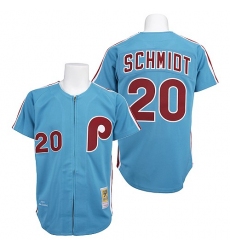 Men's Mitchell and Ness Philadelphia Phillies #20 Mike Schmidt Authentic Blue Throwback MLB Jersey