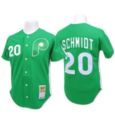 Men's Mitchell and Ness Philadelphia Phillies #20 Mike Schmidt Replica Green Throwback MLB Jersey